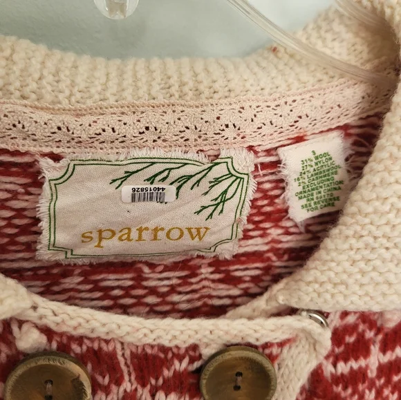 Anthropologie Sparrow Lantern Mile Sweater Long Cardigan Patteren Rare Red Small - Picture 5 of 13